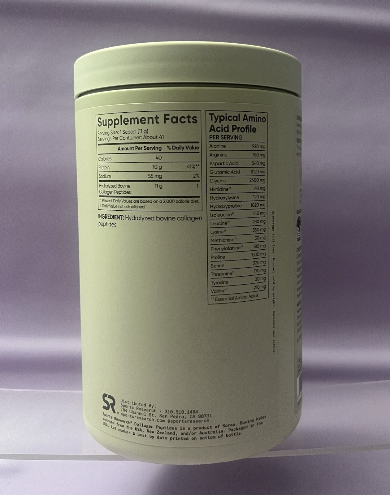 Sports Research Collagen Peptides Powder Unflavored 16 oz 01/2030