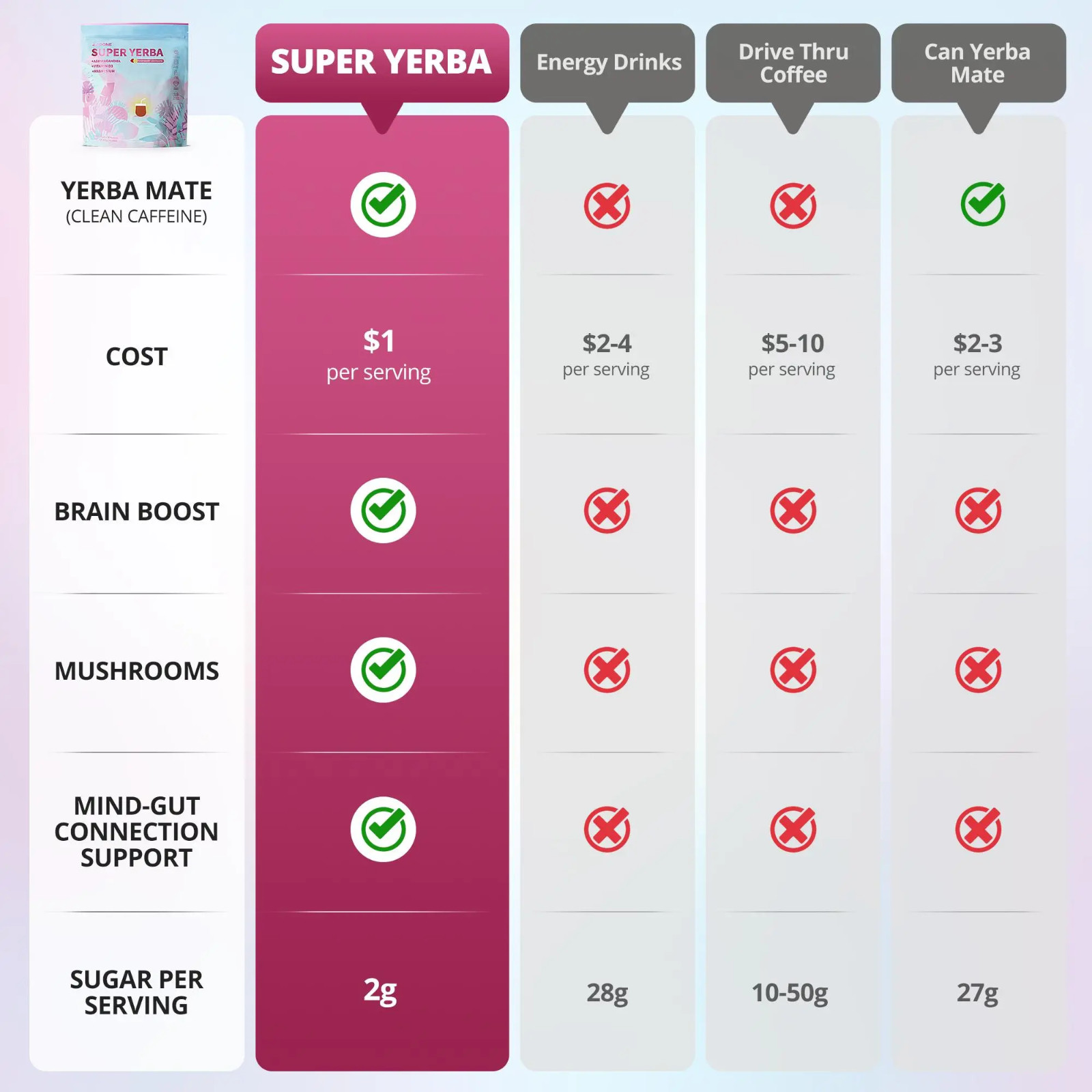 ZOOONE Super Yerba Drink Mix – Yerba Mate for Energy & Focus – Raspberry Lemonad
