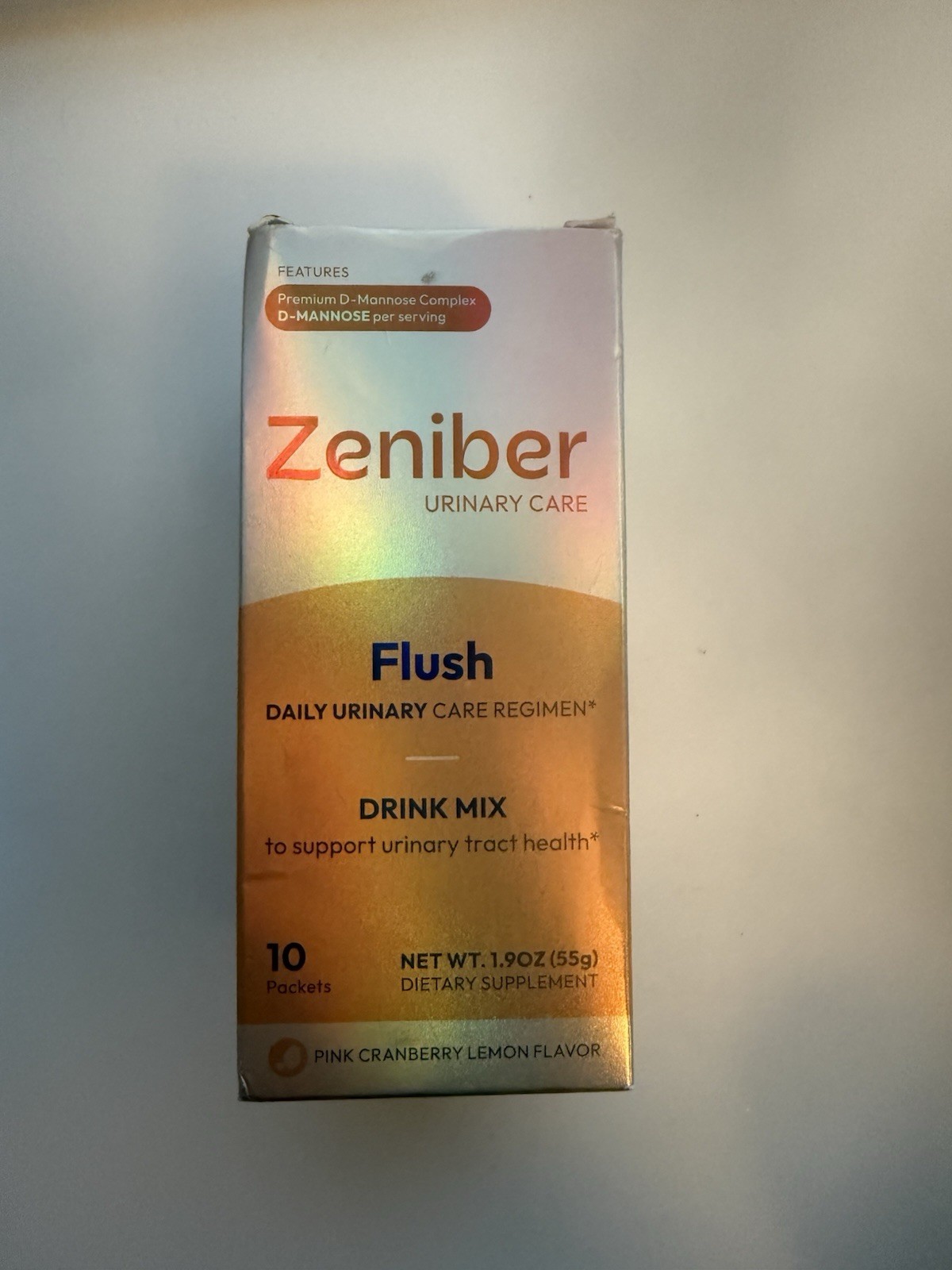 Zeniber Urinary Care Flush Drink Mix Powder Pink Cranberry Lemon 10 Packets