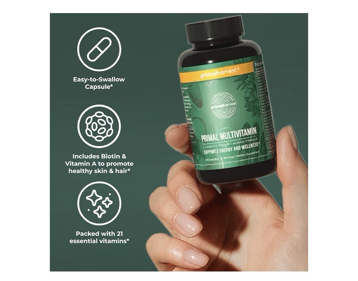Primal Harvest Primal Multivitamin Daily Vitamin Support Energy Wellness 30 Caps