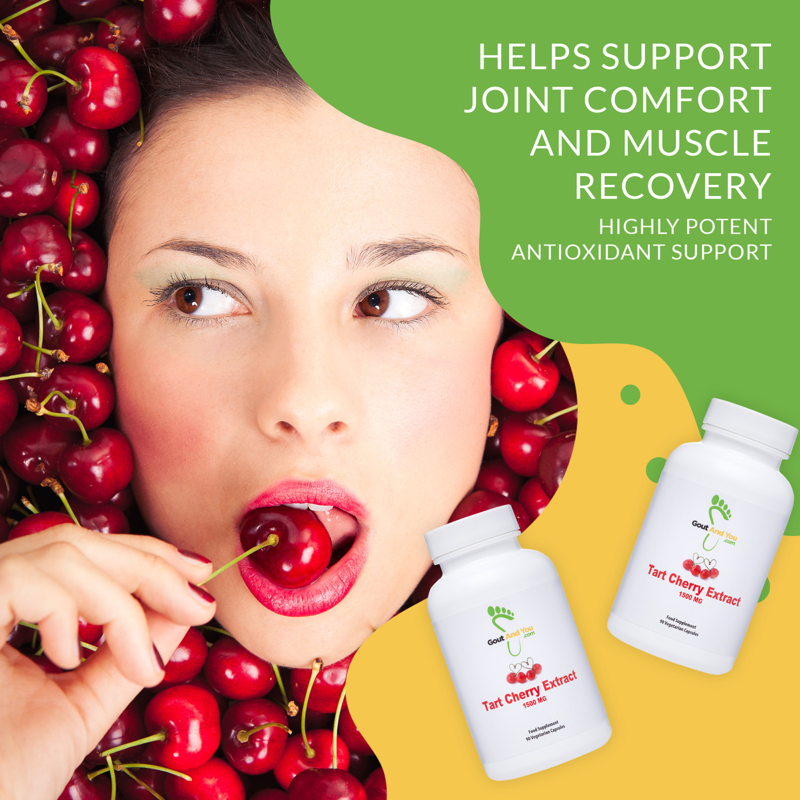 3 Bottles Tart Cherry Extract by GoutandYou.com – 3000 mg – Gluten Free – Vegan