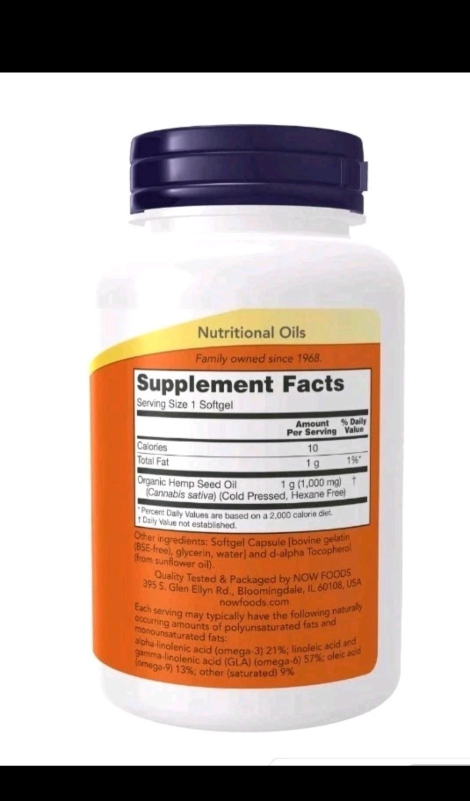 NOW Hemp Seed Oil Softgels 120 Count X 3 Non-GMO Essential Fatty Acids 09/2026