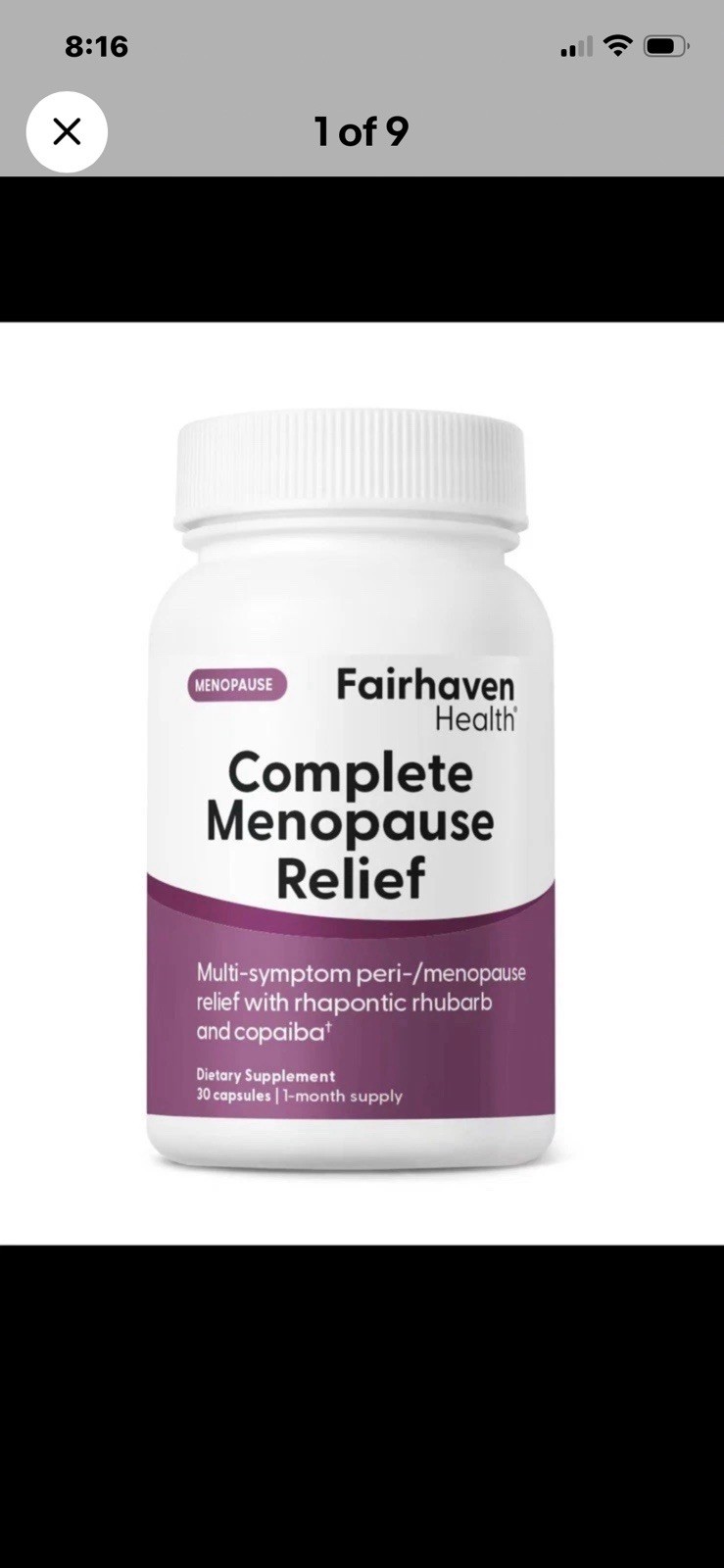 Fairhaven Health Menopause Relief Capsules Rhapontic Rhubarb Copaiba 30