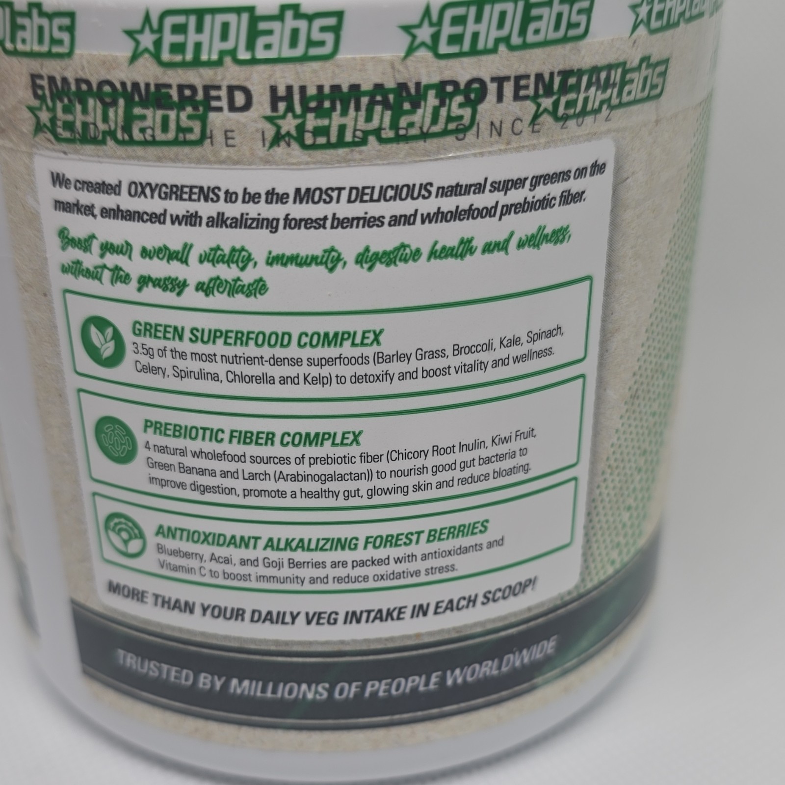 EHPlabs OxyGreens Super Greens Pineapple Powder 15 Serves Barley Kale Spinach