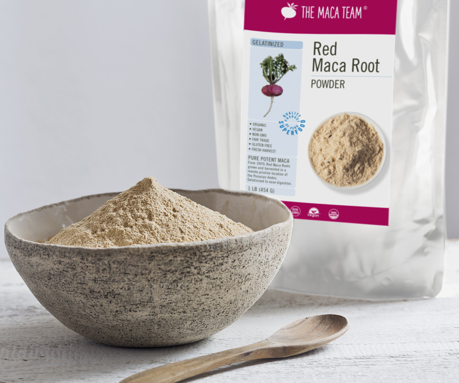Gelatinized Red Maca Root Powder – Certified Organic, Fair Trade, GMO-Free