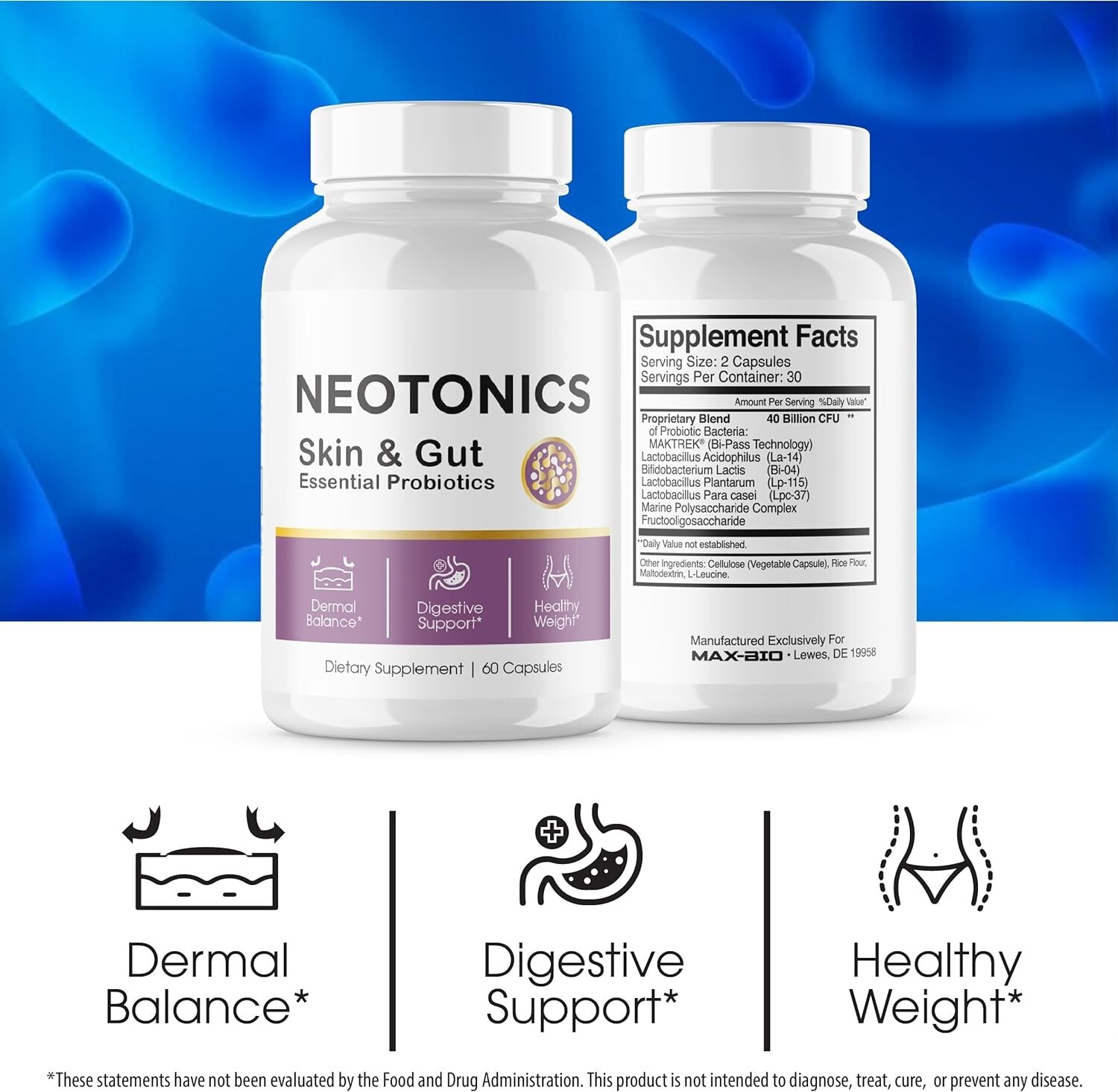 5 PK NEOTONICS PRO BIOTICS Skin & Gut Health GUMMIES 300 CT