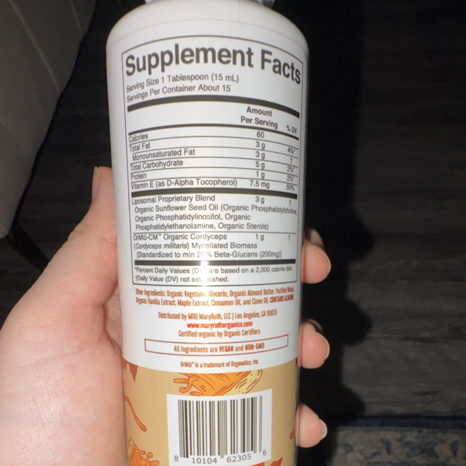 MaryRuth’s Organic Liposomal Cordyceps Liquid Maple Spice 7.6 fl oz Exp 10/2026