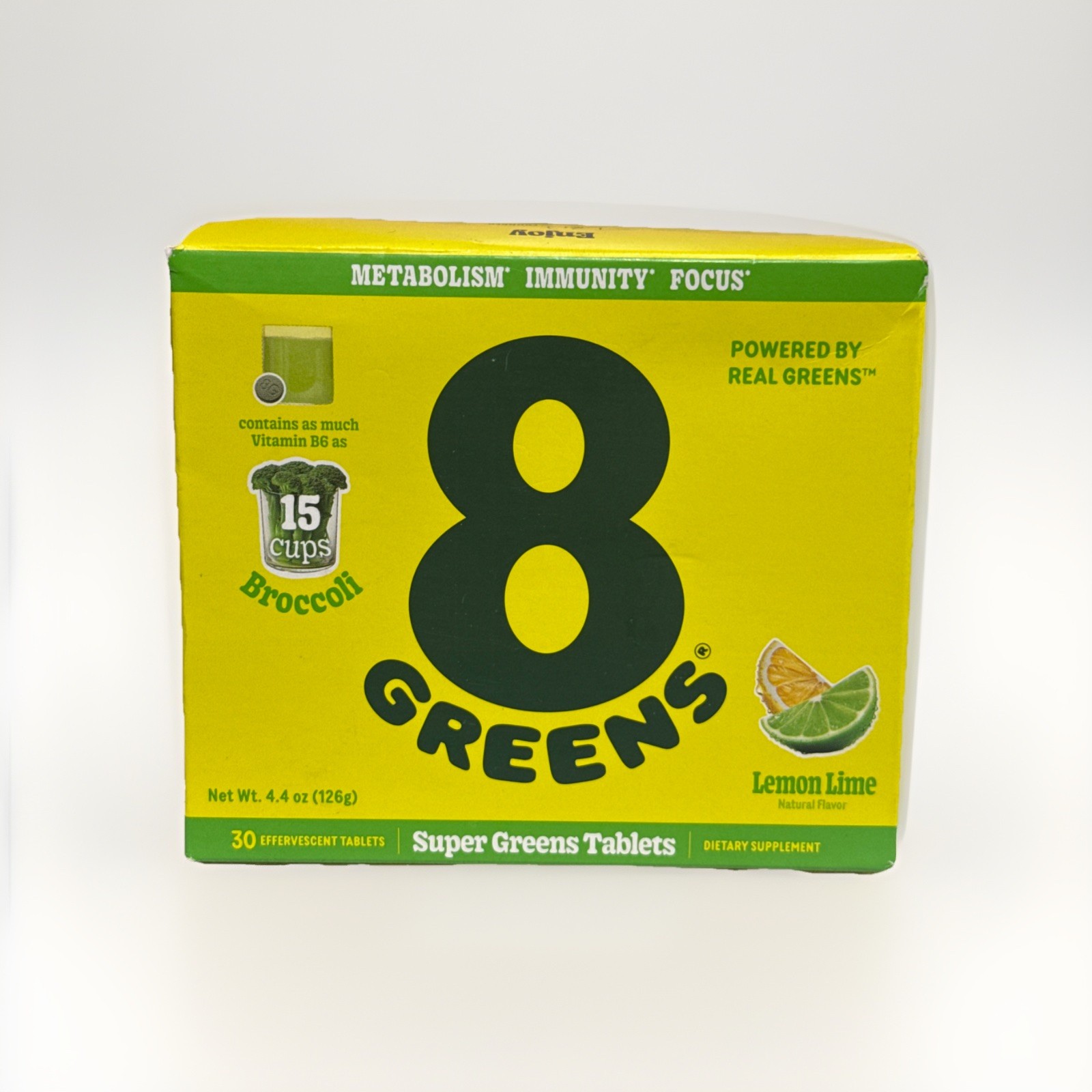 8Greens Daily Greens Effervescent Tablets – Lemon Lime- 30 Tablets Exp 02/2027