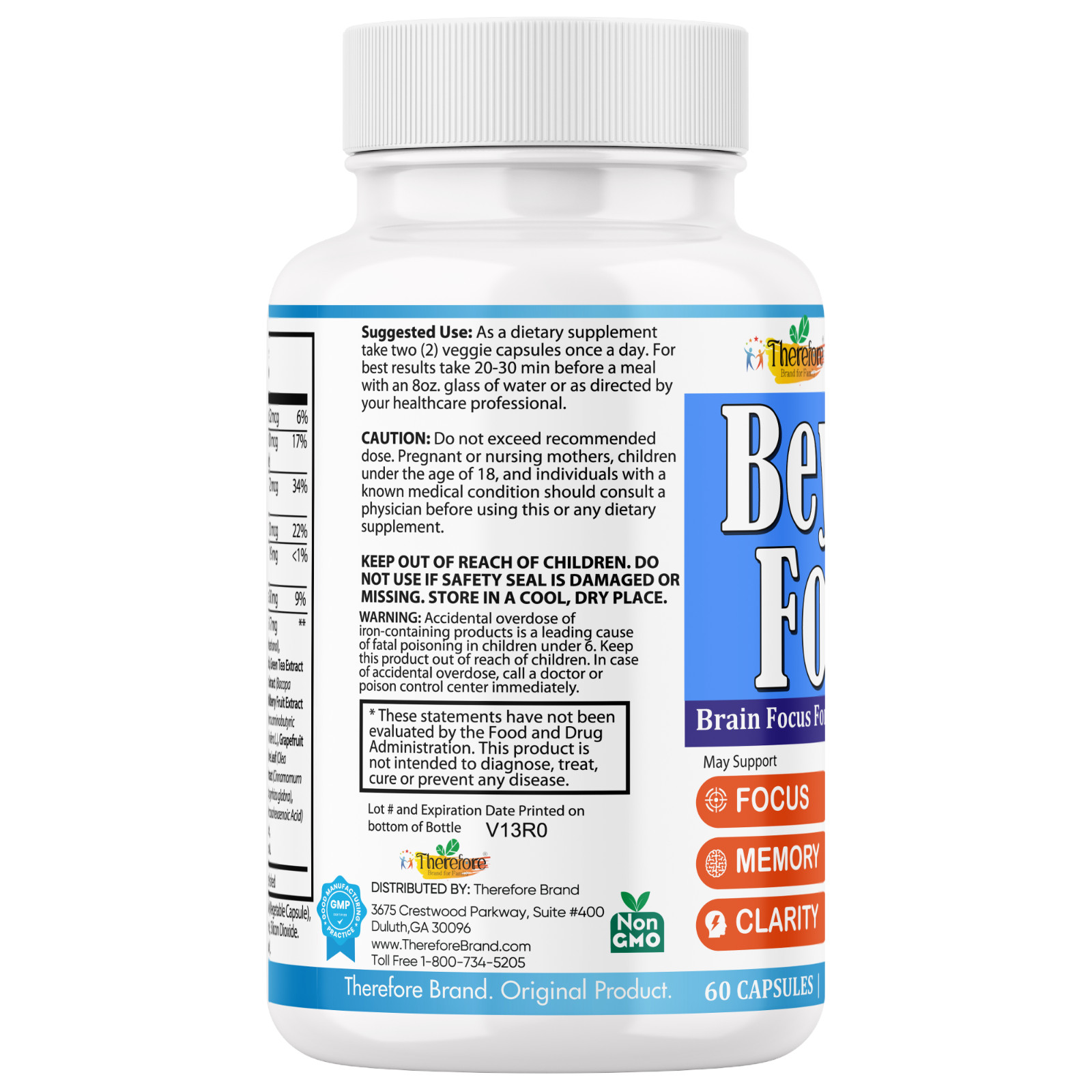 Brain supplement for Memory & Focus, Support Mental Clarity, Attention-30ct