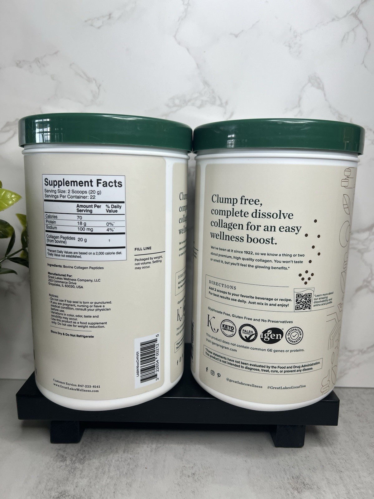 Great Lakes Wellness Collagen Powder Unflavored Two Pack! 16 oz Exp 01/2030