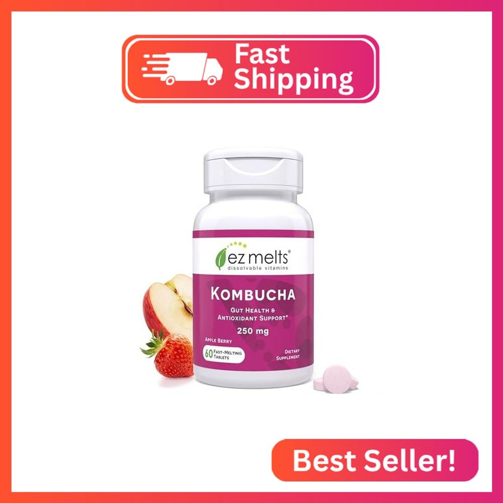EZ Melts Dissolvable Sugar-Free Kombucha Tablets with SCOBY & Apple Cider Vinega