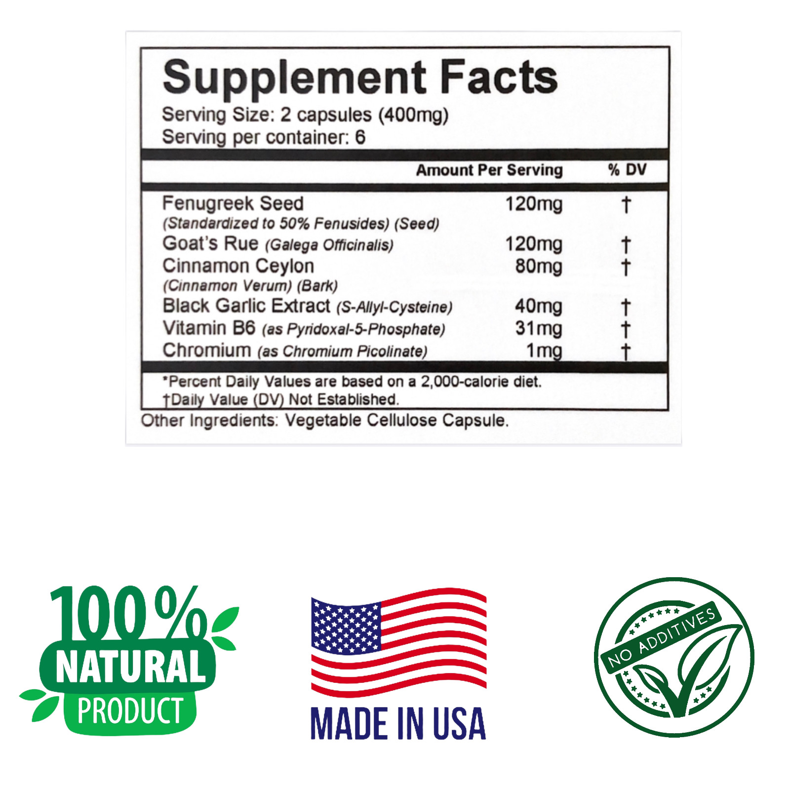 CHROMIUM PICOLINATE,120 Capsules, Blood Sugar Control, Cinnamon Ceylon, B6.