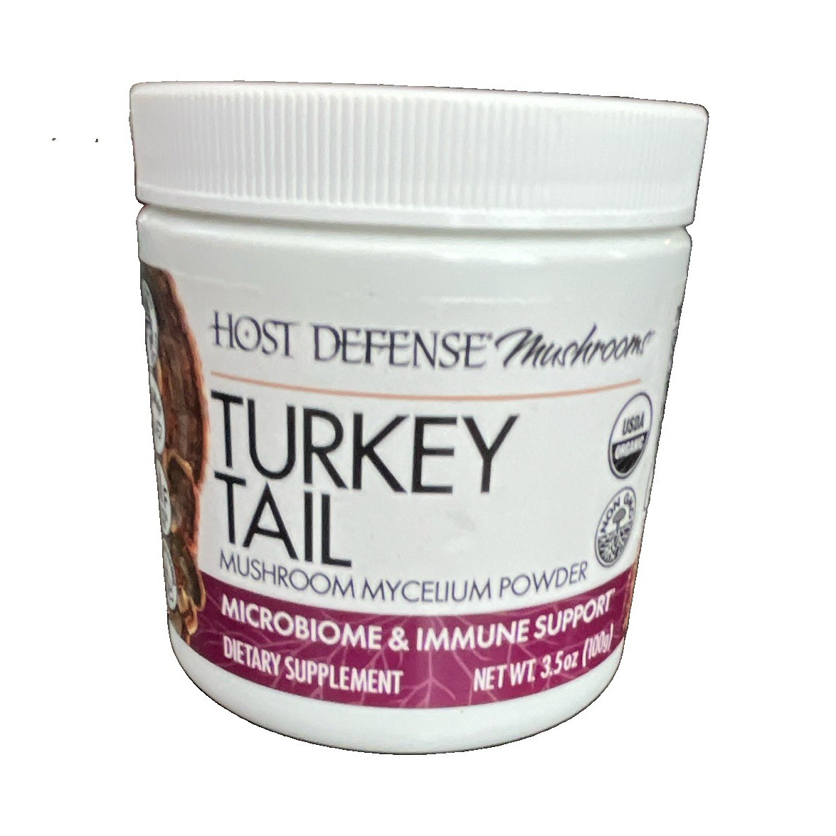 Host Defense Turkey Tail Mushroom Mycelium Powder Organic Vegan 3.5oz Exp 07/27