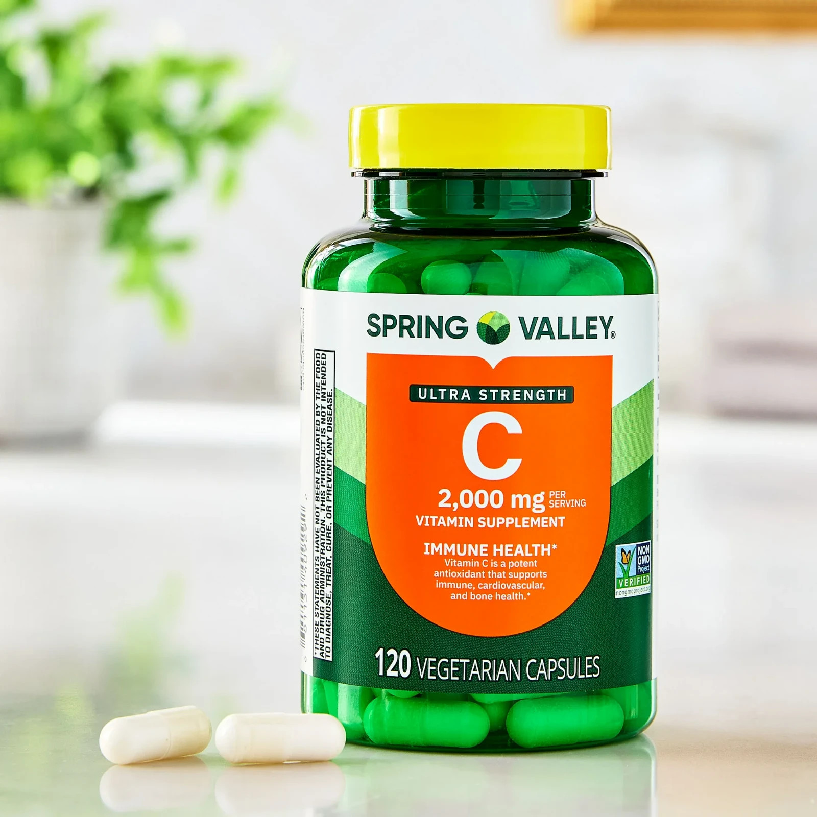 Spring Valley Ultra Strength Vitamin C Vegetarian Capsules, 2000 mg, 120 Ct