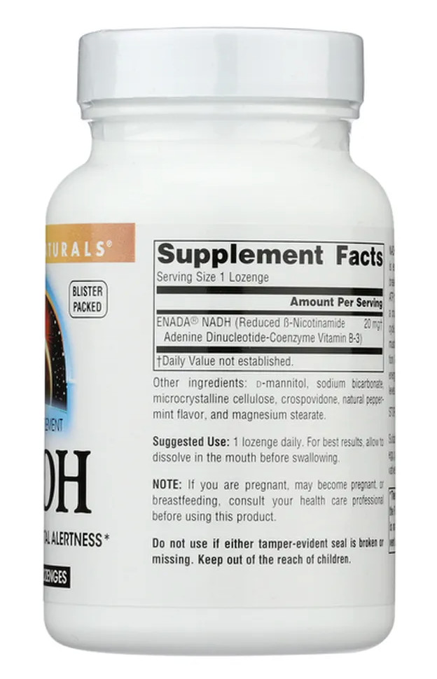 Source Naturals NADH 10 mg 20 Lozenges Peppermint for Energy & Mental Alertness