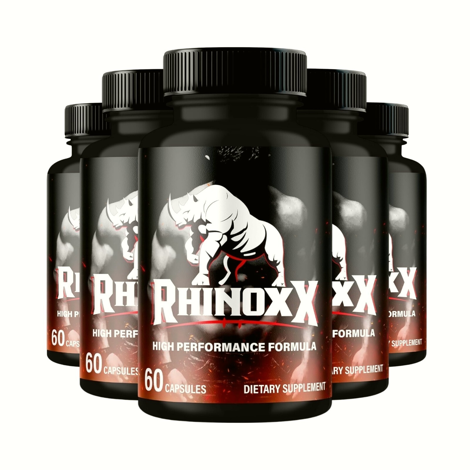 5-Pack Rhinox X Pills for Men, Supports Performance & Energy – 300 Capsules