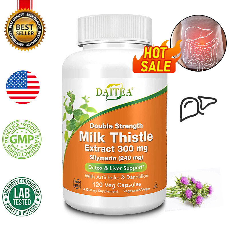 Milk Thistle Supplement – Double Strength 300mg for Liver Cleanse Detox & Repair