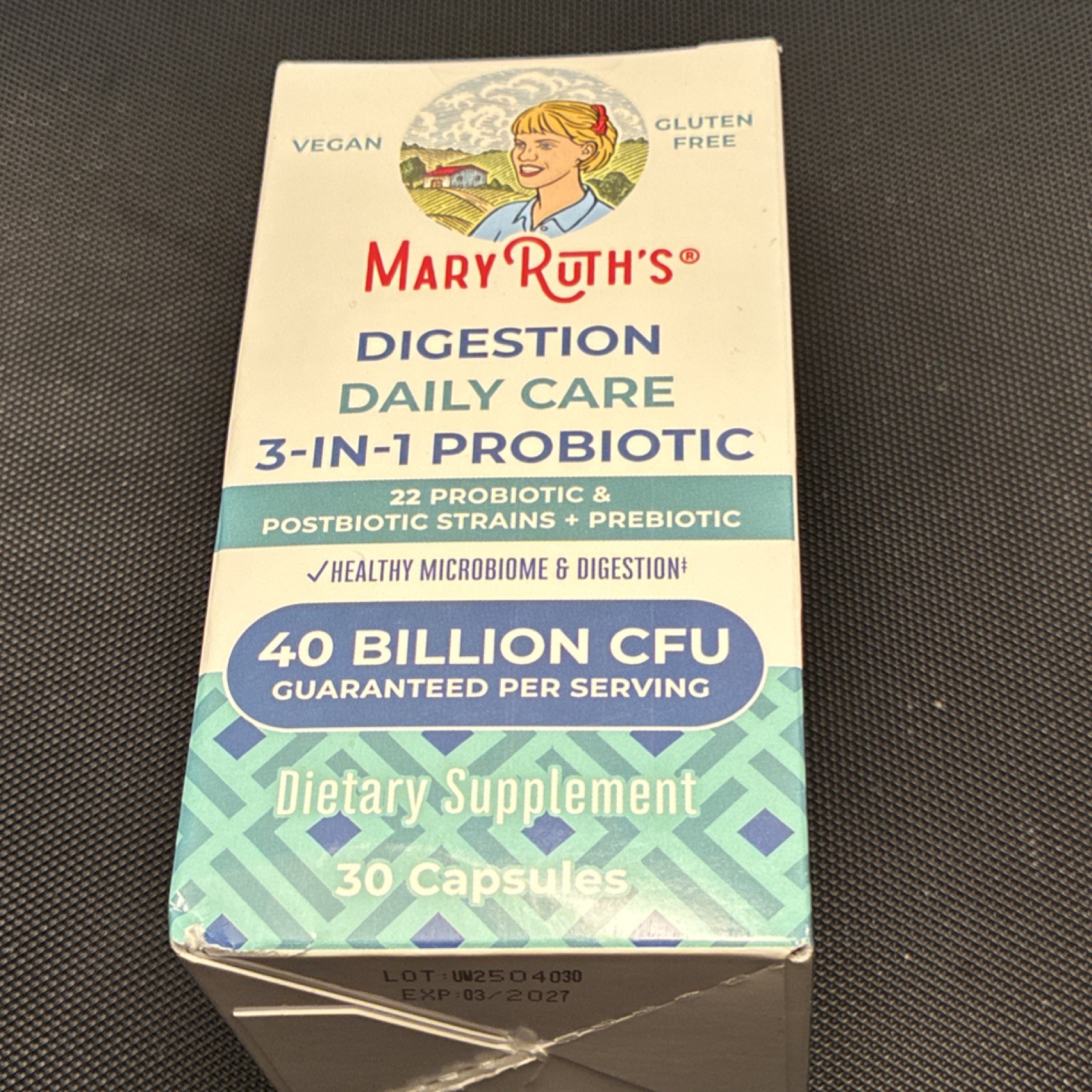 MaryRuth’s Digestion Daily Care 3-in-1 Probiotic 40B CFU 30 Capsules Vegan