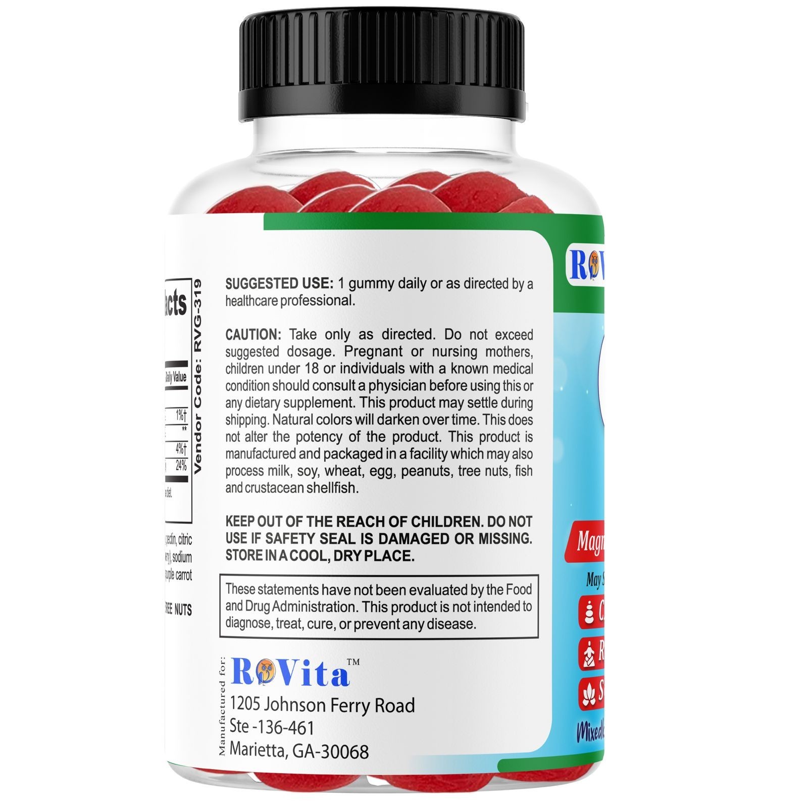 RoVita Calm Jr. Magnesium Gummies for Kids and Teen: Stress Relief & Focus 60G