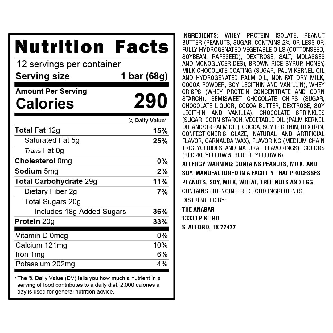 Anabar Protein Bar New Triple Chocolate Wasted, 12 Bars, 20 Grams of Protein