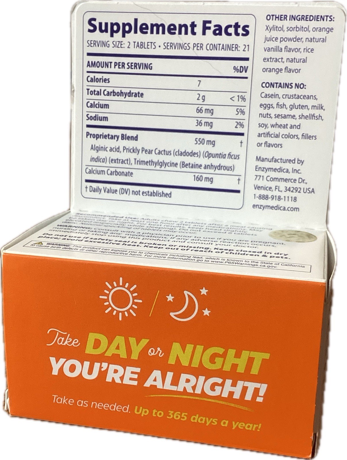 Enzymedica Heartburn Hero 42 Chewables Orange Vanilla Vegan Dietary Supplement