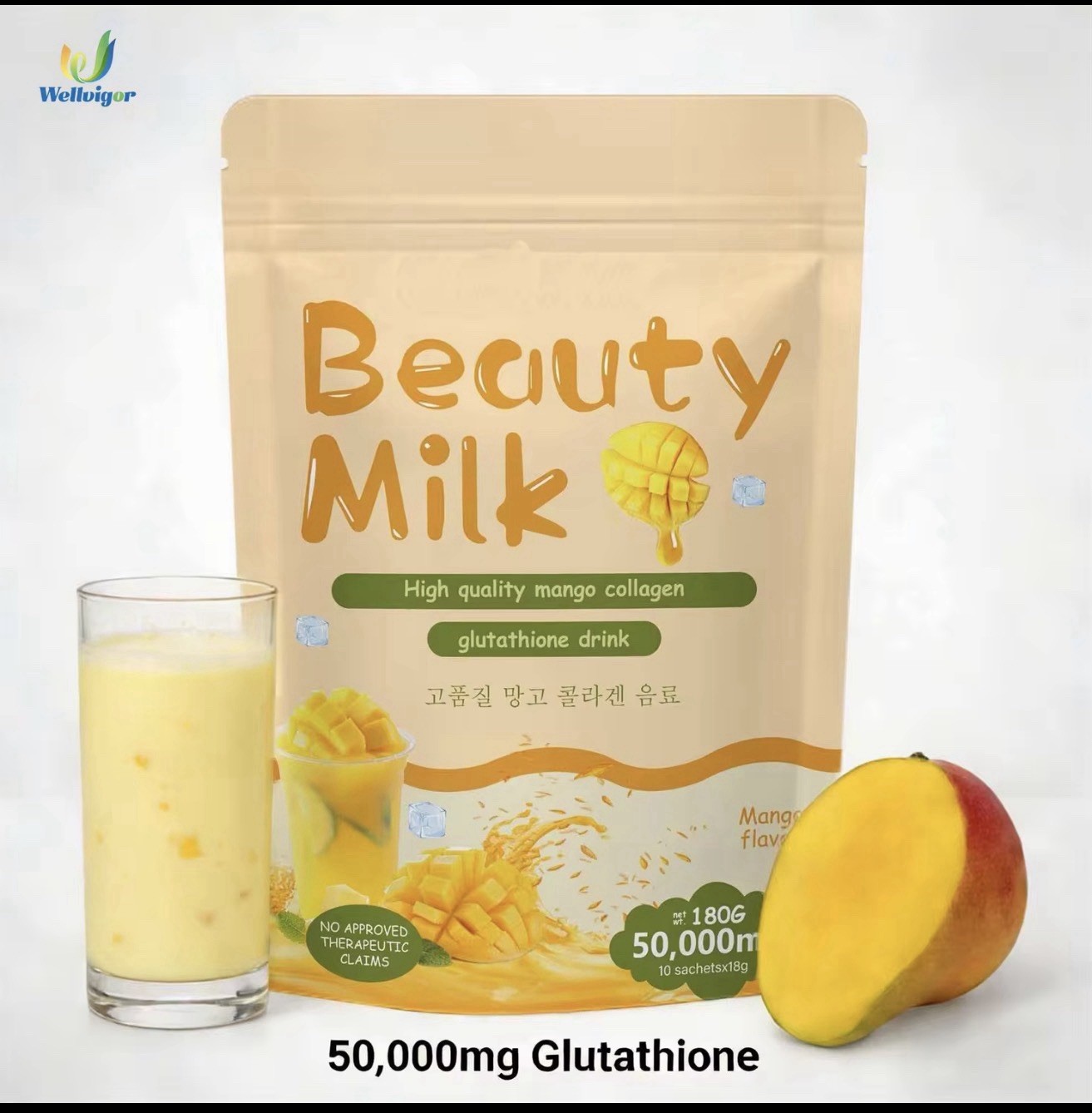 Dear Face Beauty Milk Japanese Collagen STRAWBERRY Drink, 10 Sachets X 18g