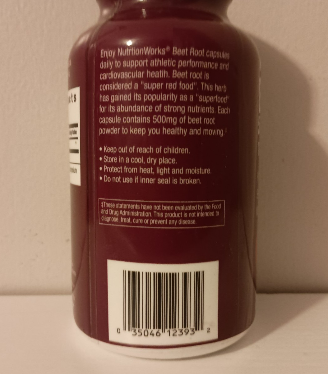 Nutritionworks® Beet Root Capsules The Circulation Superfood 500mg 90 Count