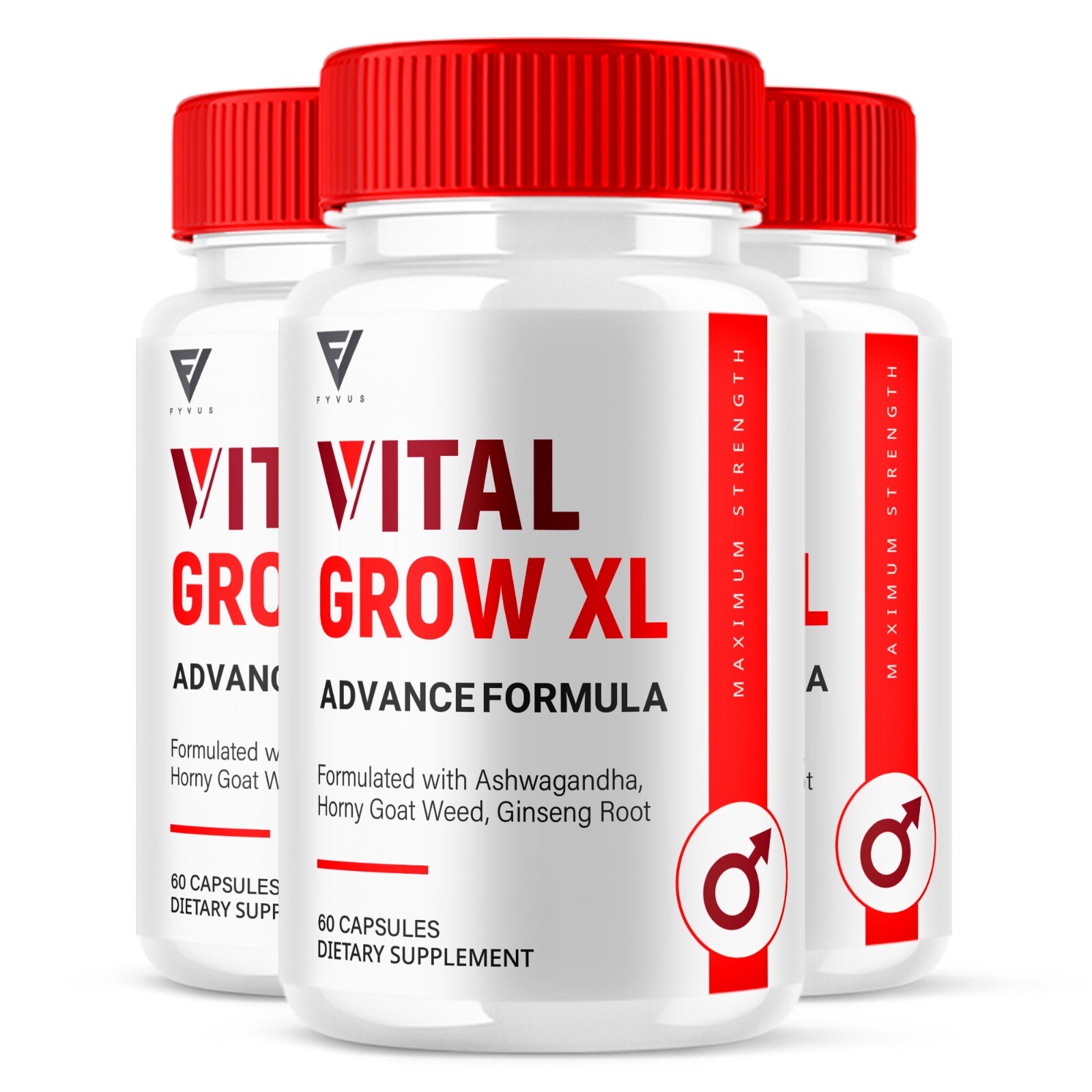 (3 Pack) Vital Grow XL Capsules, Vital Grow XL Maximum Strength (180 Capsules)