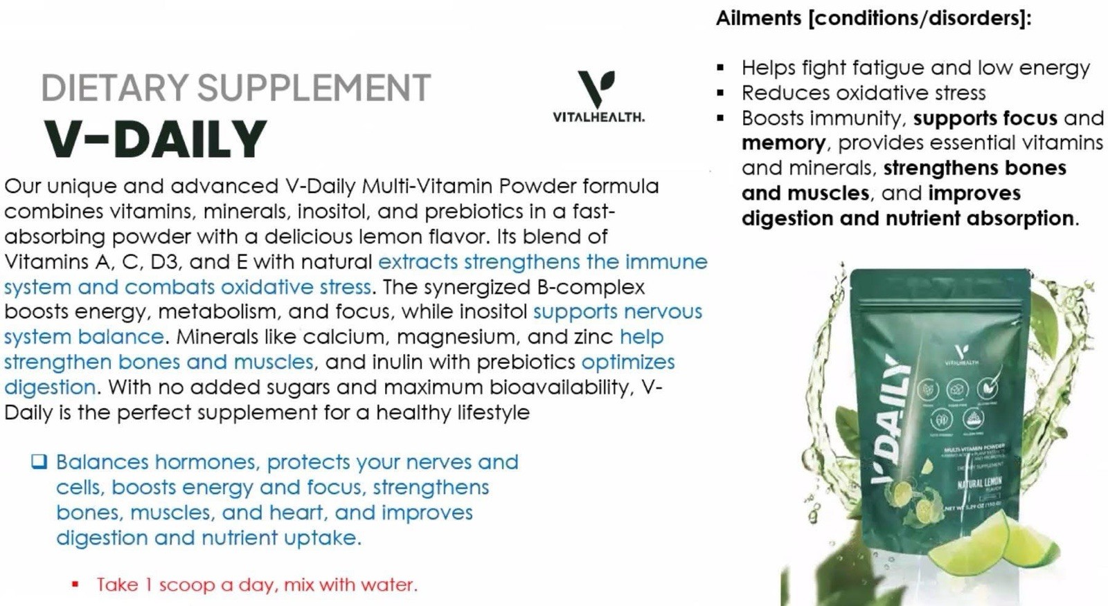 VitalHealth V Daily Lime Multi-Vitamin Vital Health