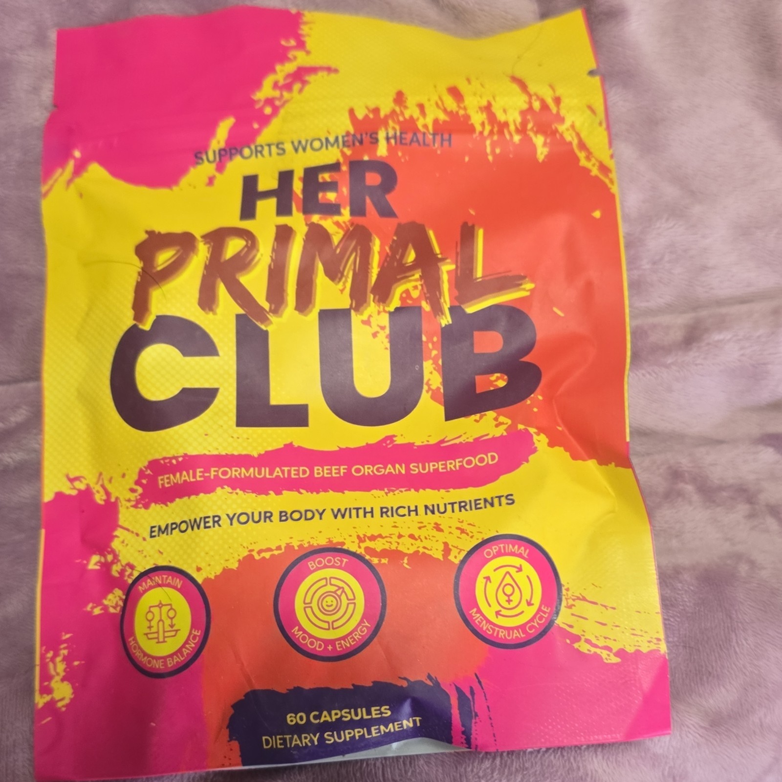 Her Primal Club Beef Organ Superfood Capsules 60ct Hormone Balance Gluten-Free