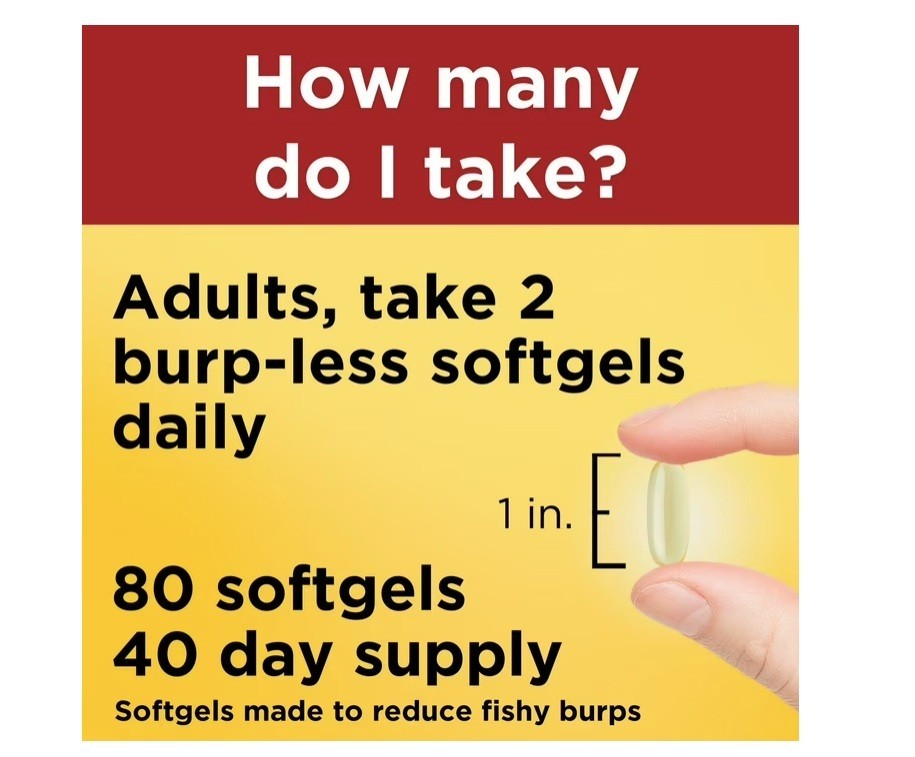 Nature Made Burp-Less Omega-3 from Fish Oil 1400 Mg Minis Softgels, 80 Count