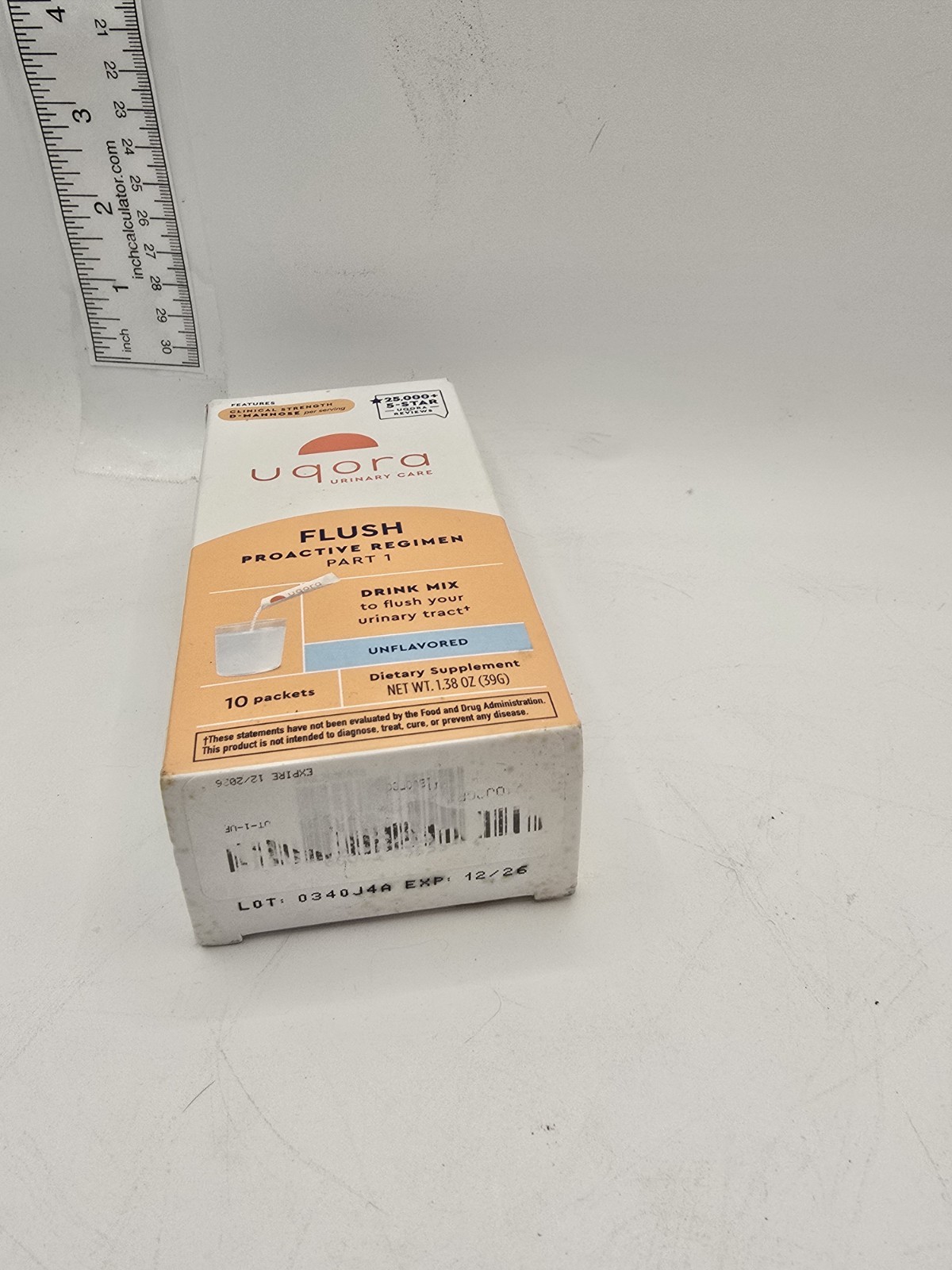 Uqora Flush D-Mannose Urinary Care Drink Mix Unflavored 10 Packets exp 12/26