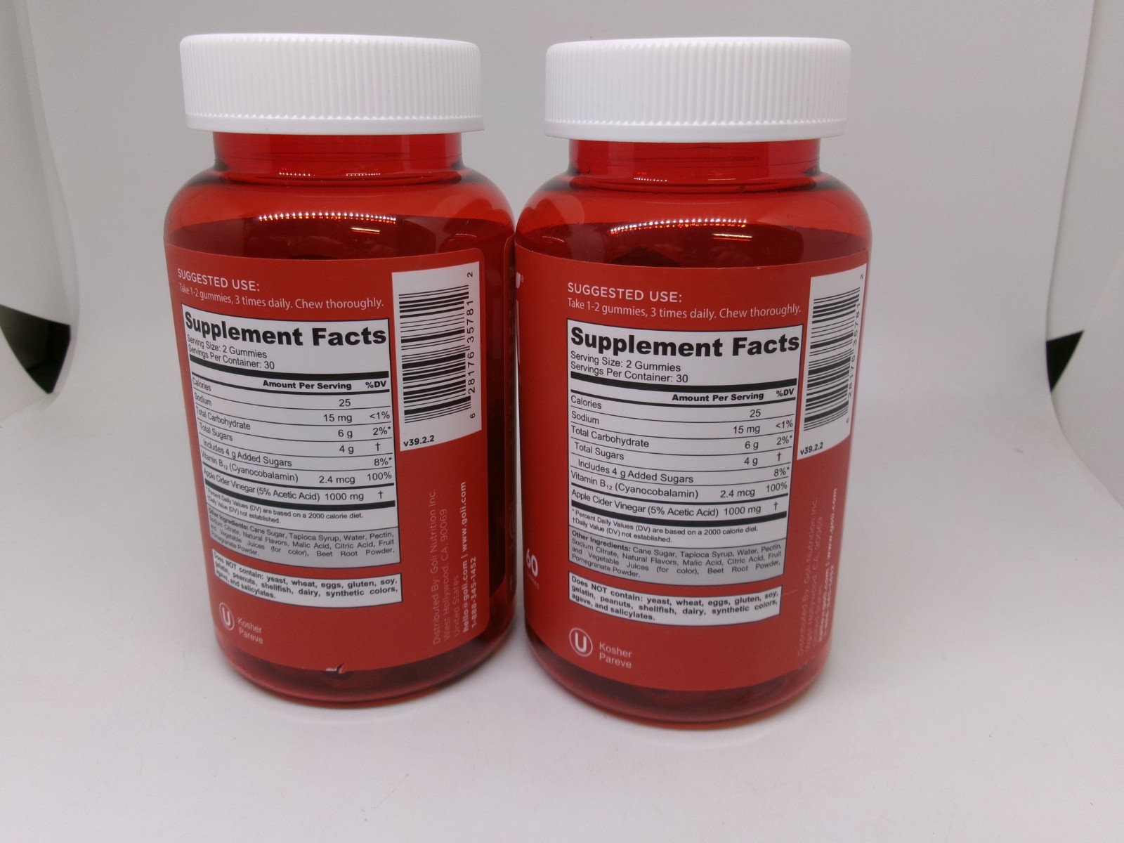2X Goli Nutrition Apple Cider Vinegar Gummies + B12 60ct Exp 2 and 3/2027