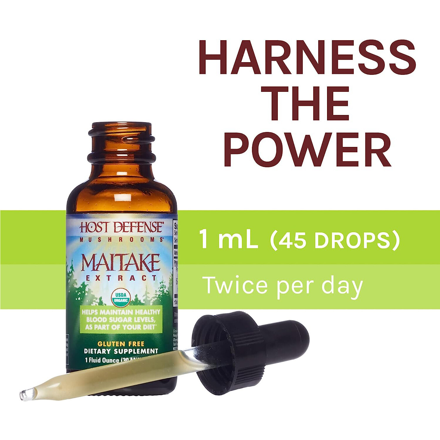 Host Defense, Maitake Extract, Mushroom Supplement, Plain, 1 Ounce
