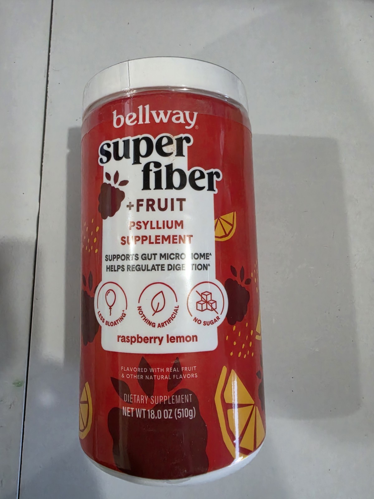 Bellway Super Fiber + Fruit Psyllium Husk Raspberry Lemon 36oz 18 x2
