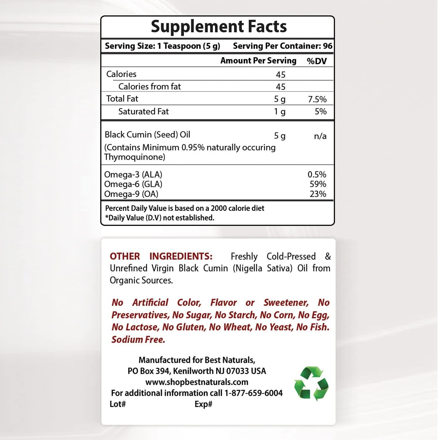 Best Naturals Black Seed Oil 16 OZ