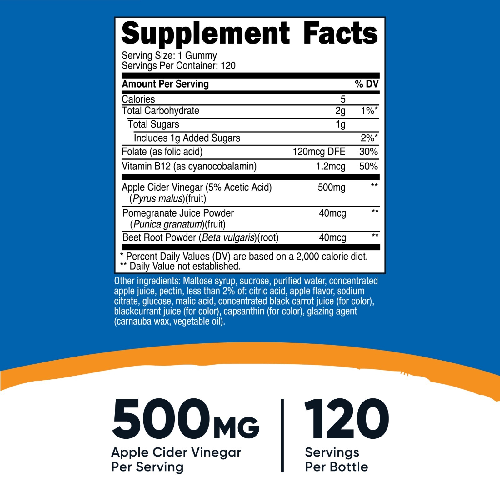 Nutricost Apple Cider Vinegar 500mg, 120 Gummies, Apple Flavored