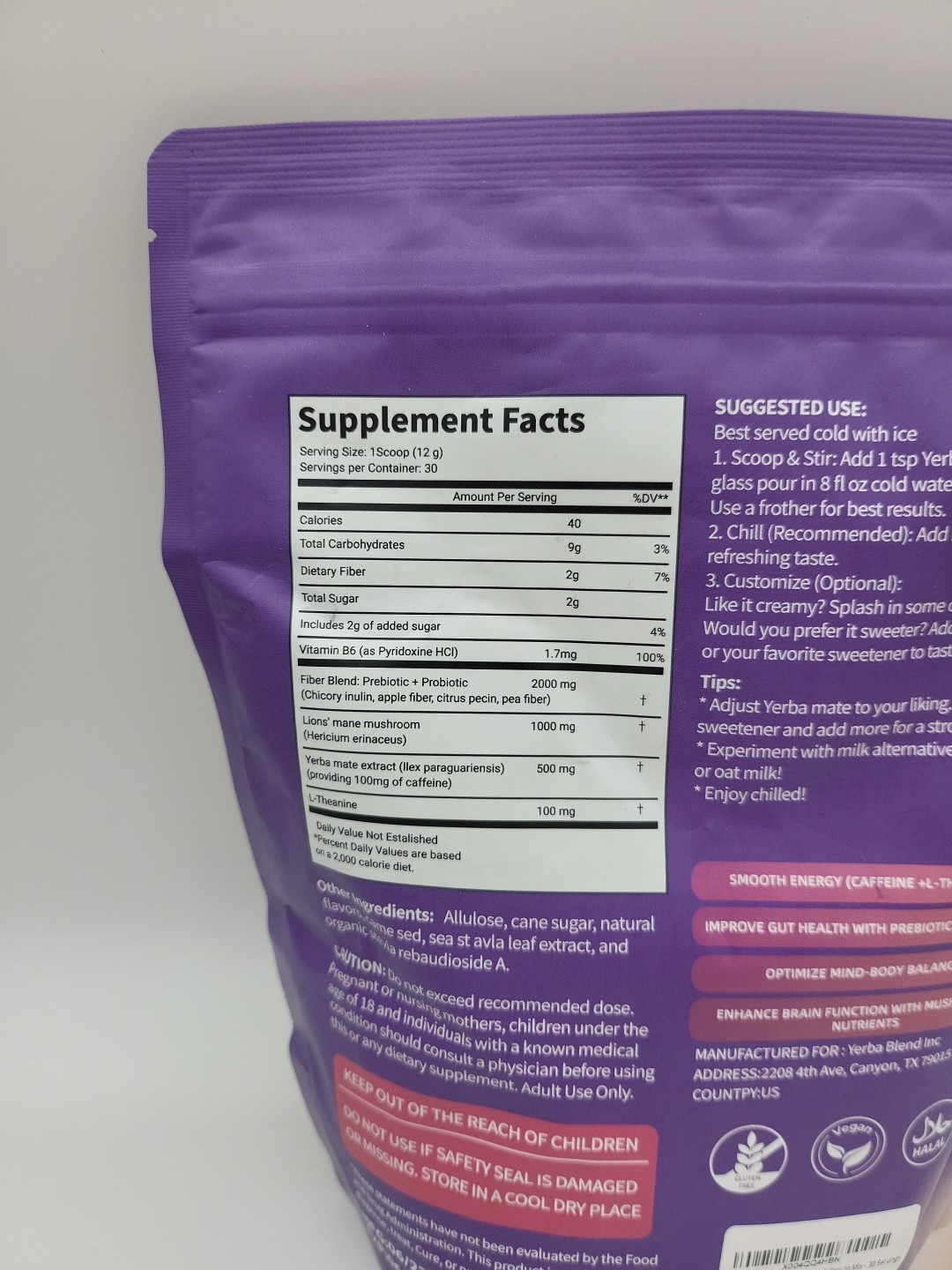 Yerba Blend Strawberry Kiwi Energy Probiotic Drink Mix 30 Servings Exp6-27