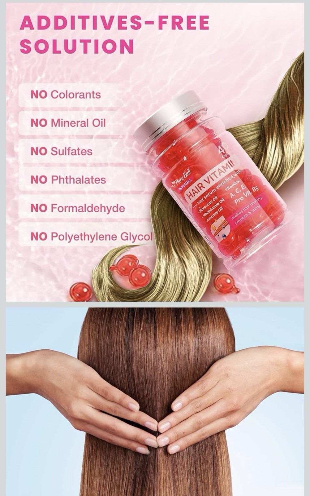 Skpradis Hair Vitamin Serum Capsules Moroccan/Macadamia/Avocado Oils, 40ct