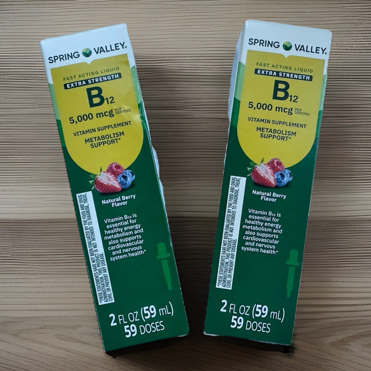 Spring Valley Liquid Vitamin B12 5000 mcg Extra Strength 2 oz – 2 Pack