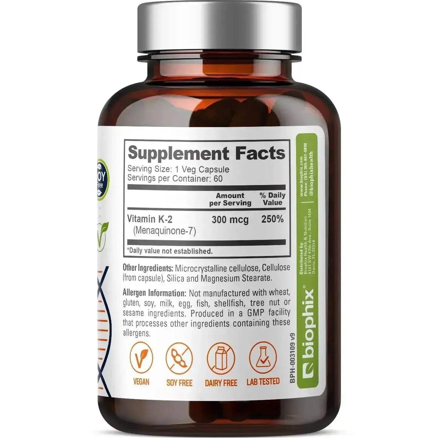 biophix Vitamin K2 MK-7 – 300 mcg 60 Vegetarian Capsules