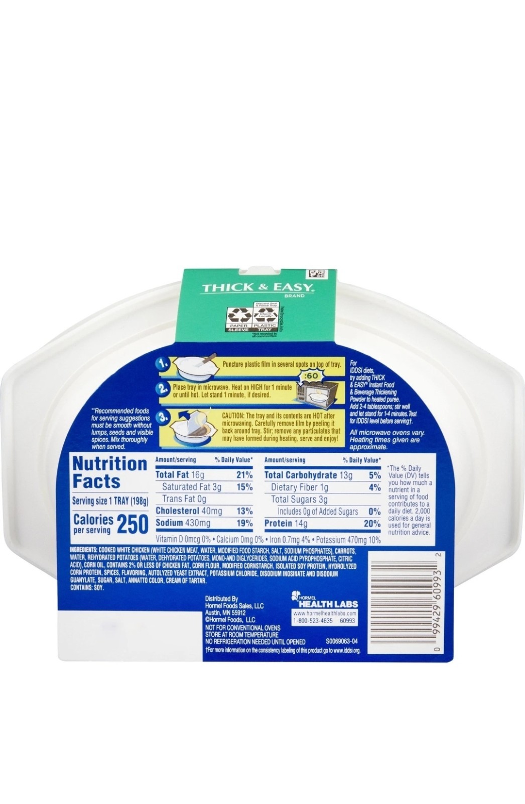 Thick & Easy 60748 Purees Microwave Meal Roasted Chicken Dinner 7 oz 7 Ct