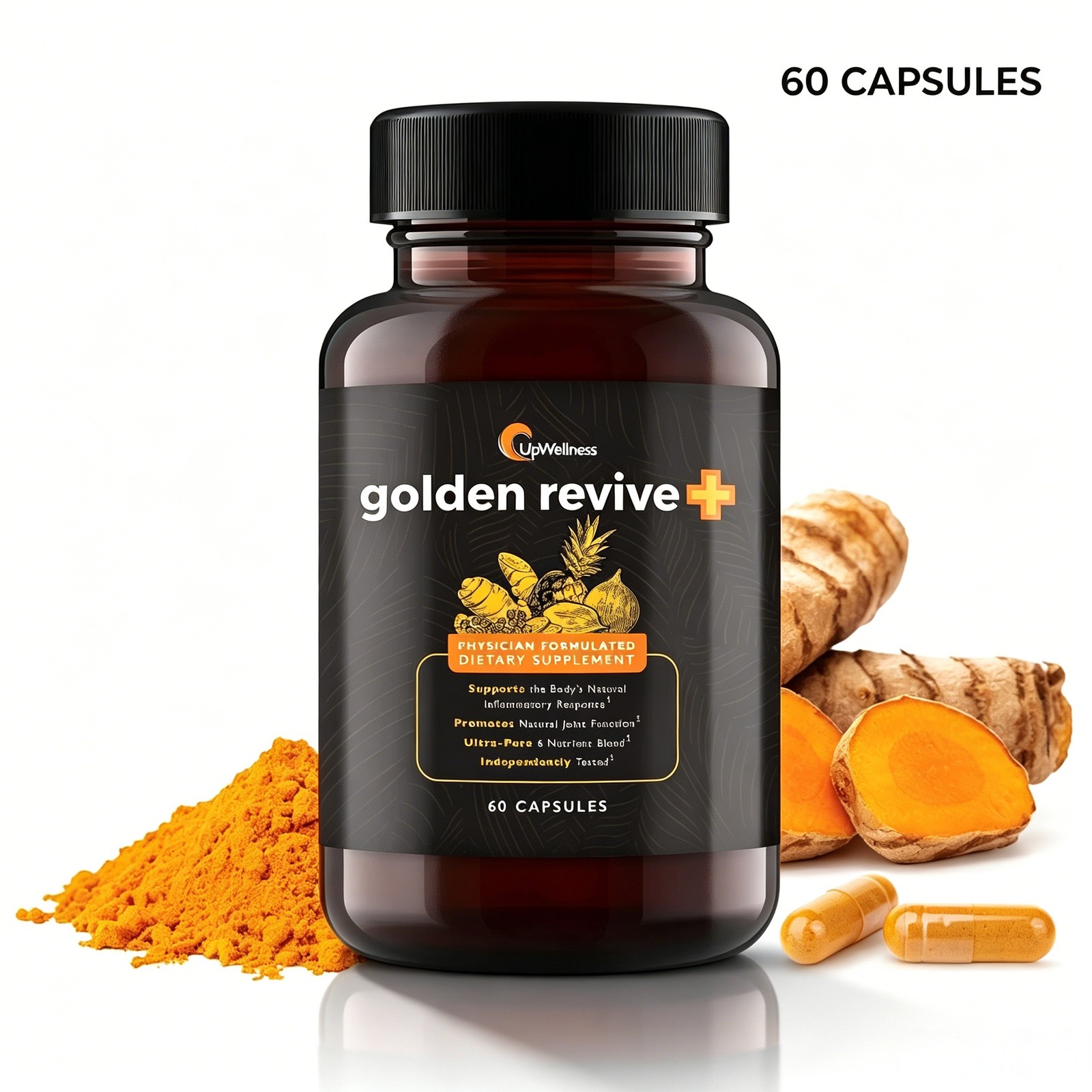 (Pack of 1) UpWellness Golden Revive + Joint Support Supplement 60 Capsules