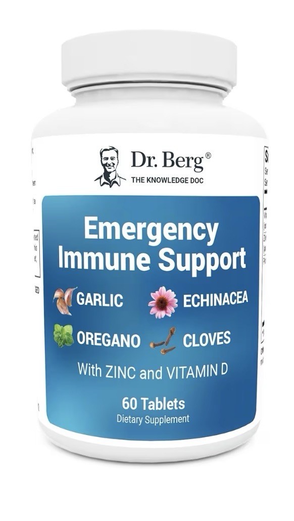 Dr. Berg Emergency Immune Support Echinacea Garlic Oregano Zinc Vitamin D 60Tabs