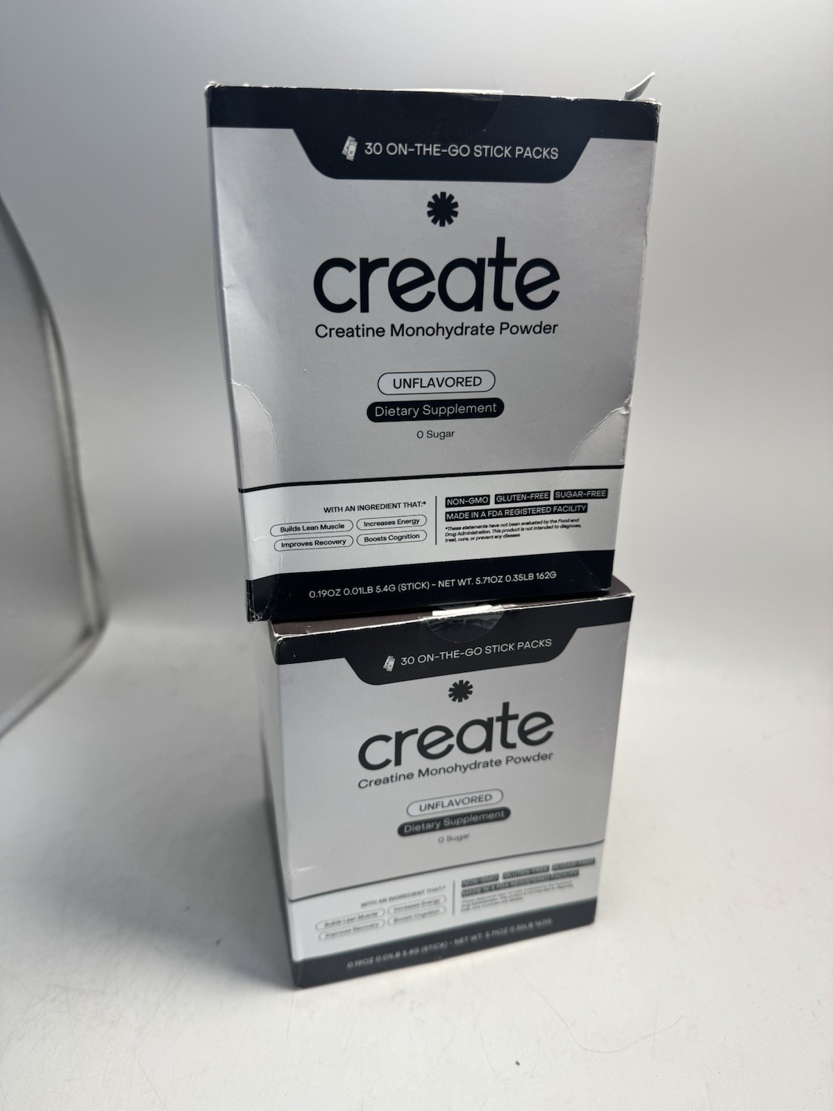 2 Pack Create Creatine Monohydrate On-The-Go Sticks Unflavored 60 Ct. Exp 08/27.