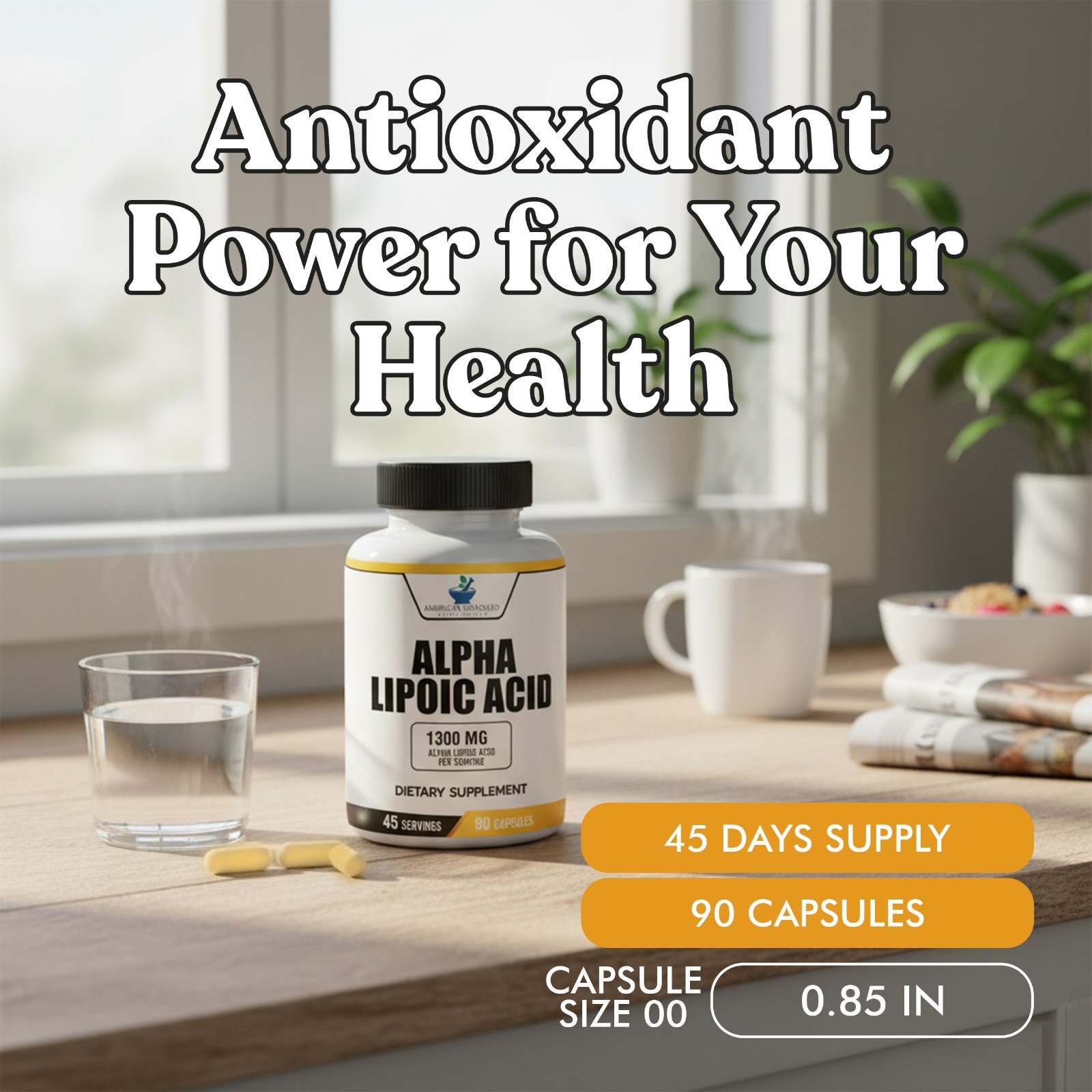 Alpha Lipoic Acid 1300mg Per Serving, ALA, Supports Glutathione Production, Supp