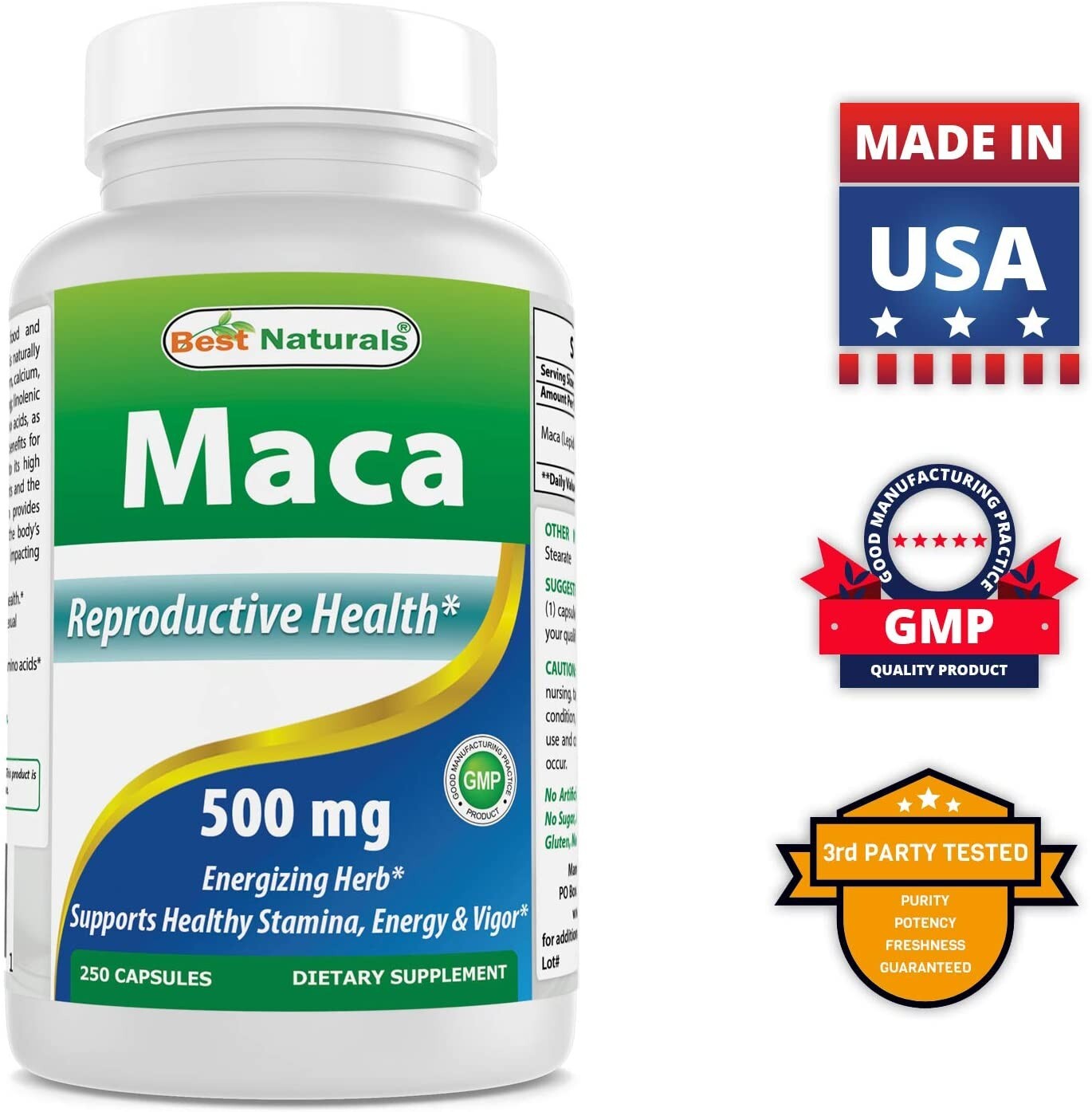 Best Naturals Maca Root 500 mg for men 250 Capsules