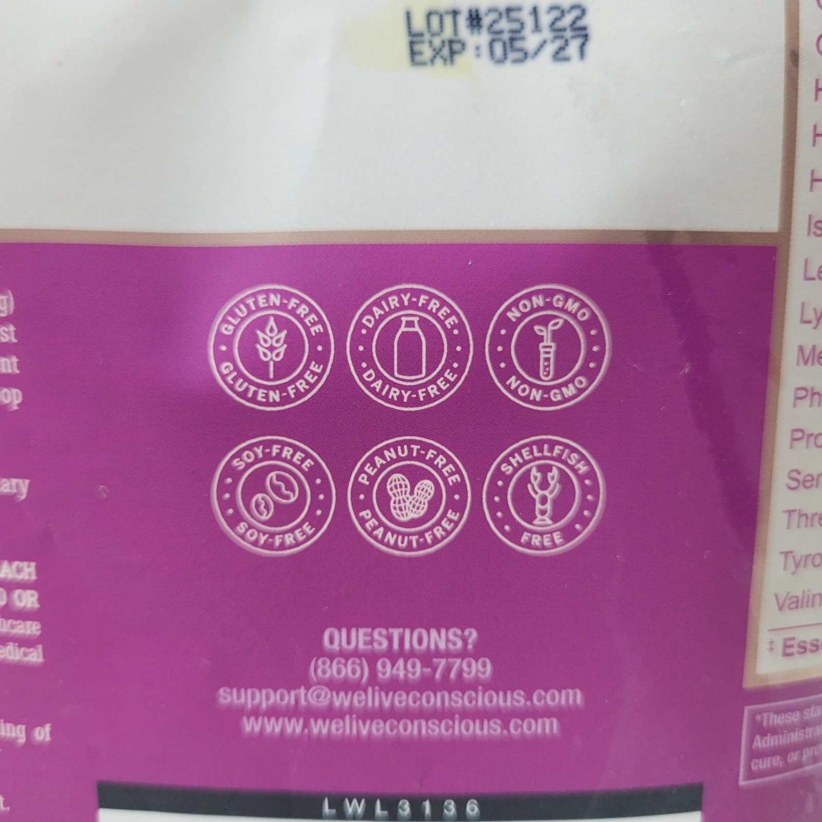 Live Conscious Collagen Peptides Powder 16oz Unflavored Grass-Fed Bovine 05/27