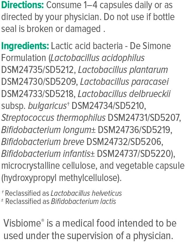 Visbiome 112.5 Billion CFU Probiotic Original De Simone Formulation 120 Caps