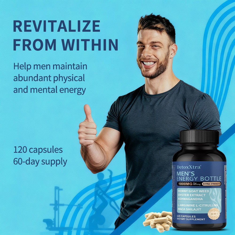 Men’s Energy Bottle – 20-in-1 Complex with,Maca & Oyster for Vitality 120Caps
